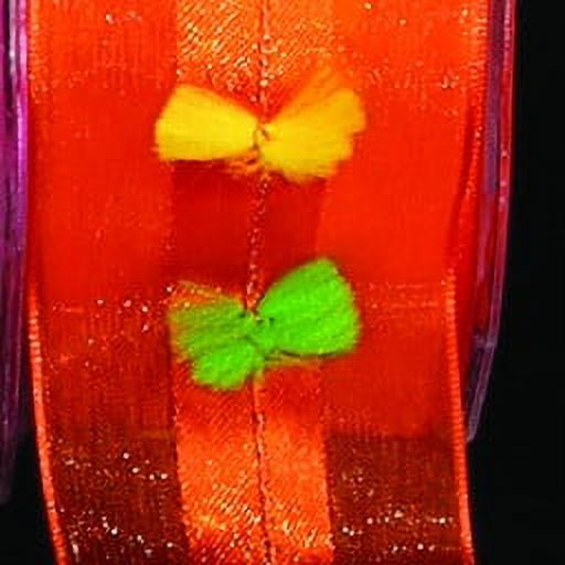 The Ribbon People Orange and Green Floral Wired Craft Ribbon 1.5" x 27 Yards