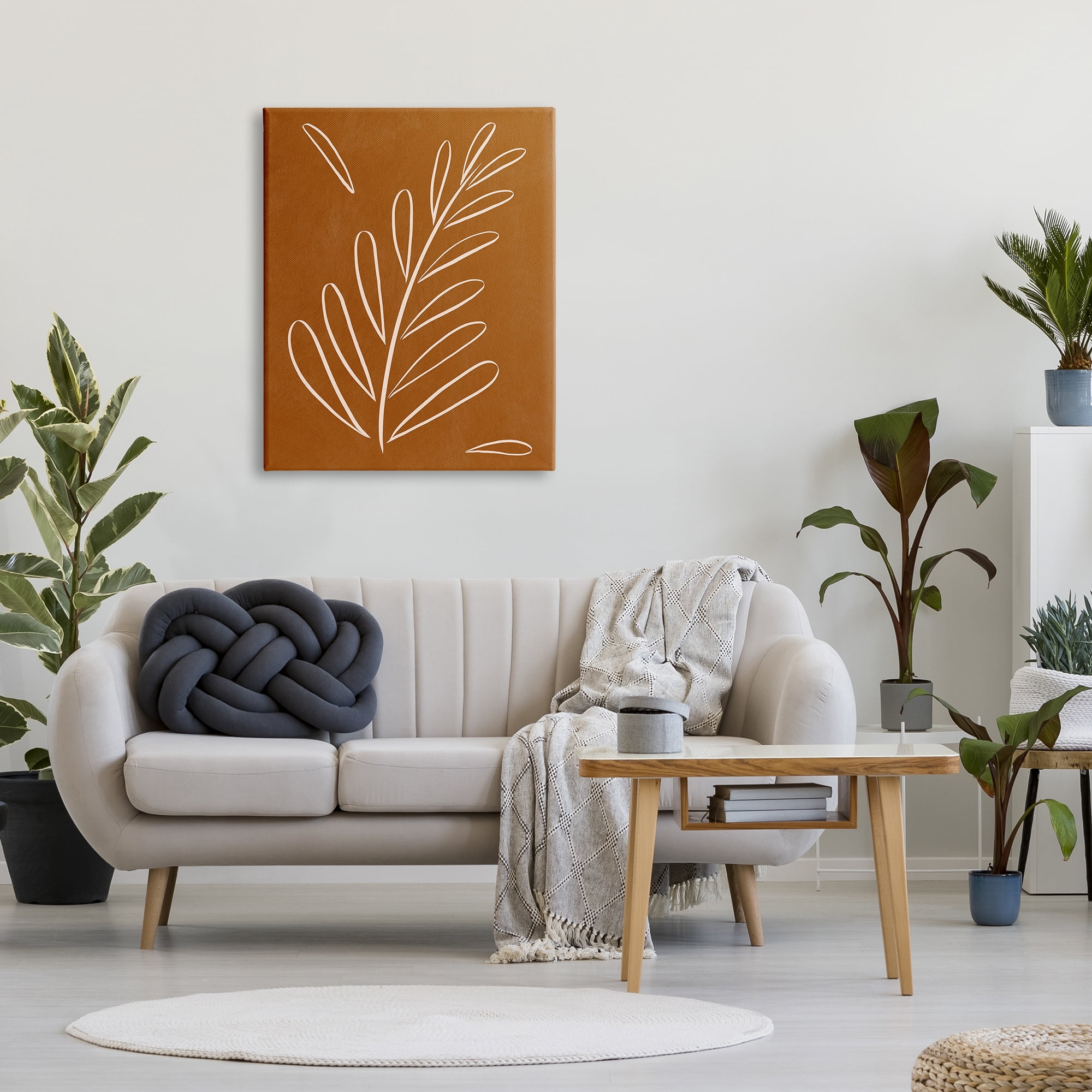 Stupell Industries Modern Fern on Brown Botanical & Floral Painting Gallery Wrapped Canvas Art Print Wall Art, 30 x 40
