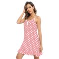 thumbnail image 4 of Women's Nightgown Spaghetti Strap Ruffles Hem Sleepwear Scoop Neck Loose Nightwear Soft Sleeping Dress,Women's Slip Night Dress,S-2XL,Pink, 4 of 7