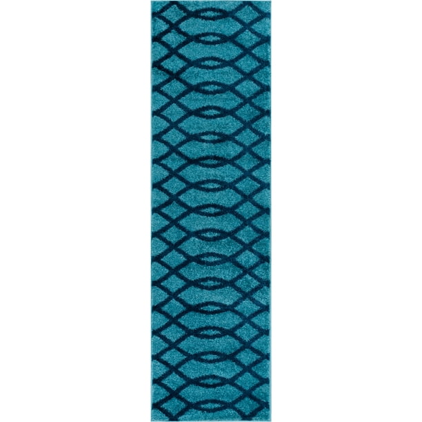 Well Woven Mystic Modern Geometric Lines Runner Rug, Light Blue