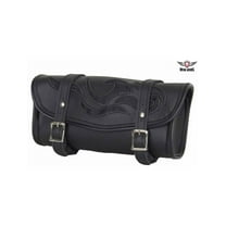 Dream Apparel Motorcycle Tool Bags with Flames Handlebar Bag Universal Motorcycle Fork Bag Saddlebags Sissy Bar Storage Tool Bag for Motorcycle Black with Flames