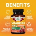 thumbnail image 6 of Vitamin D 2000 IU 50mcg Per Tablet - Vitamins D3 & K2 (MK7) Complex Supplement for Bone, Teeth, Muscle, Calcium Absorption, Supports Immune & Heart Health, Chewable Formula USA Bottled - 60 Tablets, 6 of 10