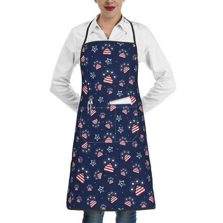 

Gaeub Star Dog Paw Kitchen Cooking Aprons Adjustable Bib Apron Waterdrop and Oil Resistant Kitchen Chef Apron for Women Men