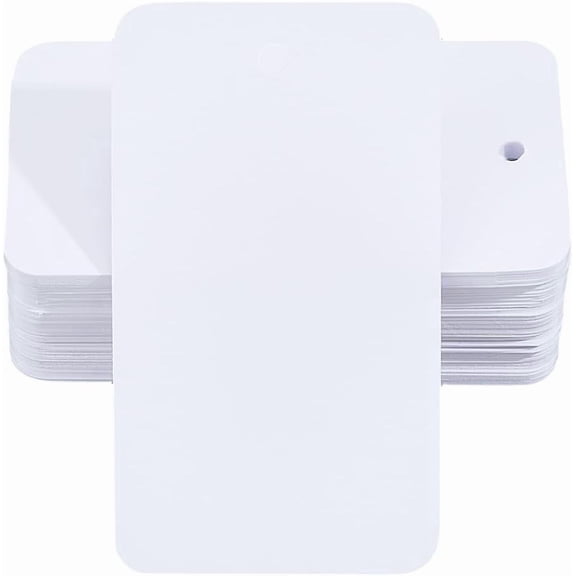 100Pcs Waterproof Plastic Tags White Plastic Shipping Label Tags Bulk PVC Rectangle 4 x 7cm Writable Hanging Labels Creative Craft