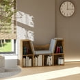 thumbnail image 2 of HOMCOM 6-Cubby Bookcase Bookshelf with Cushion Reading Nook, Rustic Brown, 2 of 10