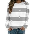thumbnail image 7 of YUGYXL Women’s Striped Star Sweatshirt Long Sleeve Crewneck Casual Pullover Tops Fall Winter Shirt Gray S, 7 of 7
