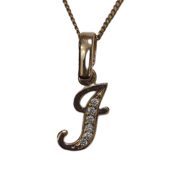 cadena con dije de la letra J, chapa de oro de 18 kilates, con zirconias blancas maria almudena collar de inicial J