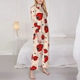 thumbnail image 3 of Picia Red Ladybug Pattern Women’s Long-Sleeve Sleepwear Set - Soft 2-Piece Loungewear with Pockets, Comfy PJs for Relaxing Nights-Medium, 3 of 7