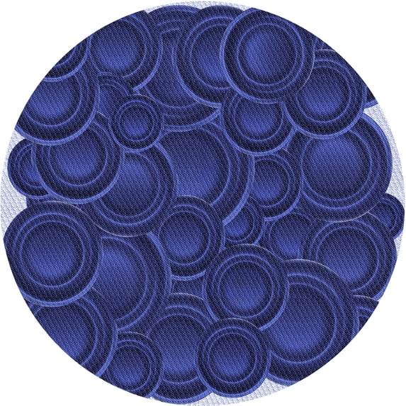Ahgly Company Machine Washable Indoor Round Transitional Denim Dark Blue Area Rugs, 4' Round