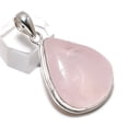 thumbnail image 2 of Natural Rose Quartz Gemstone Handmade 925 Sterling Silver Pendant 1.81", 2 of 2