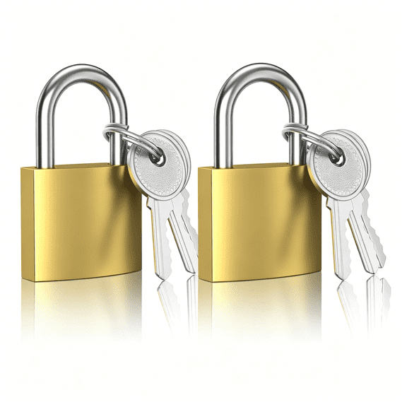 ZHZFKQ 2 Pcs Small Keyed Padlocks,Locker Lock,Locks with Keys 32Mm,Gold,Compact,Hardened Alloy,Securing Luggage,Gym Lockers