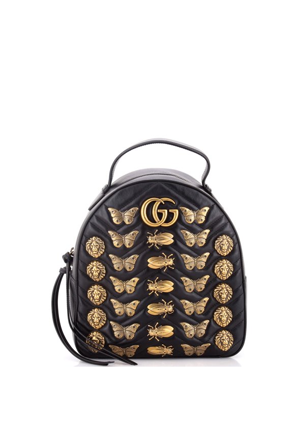Pre-Owned GG Marmont Backpack Embellished Matelasse Leather Small By Rebag