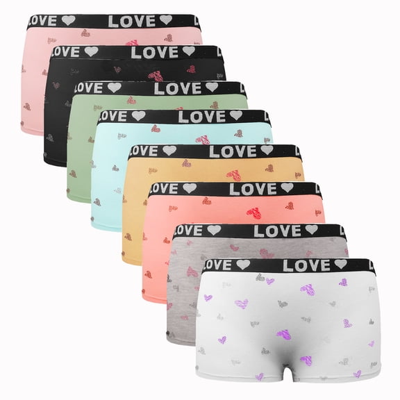 8pcs Girls' Underwear Cotton Comfortable, Lightweight & Breathable Sports Underwear, Hipster, For Ages 8-12