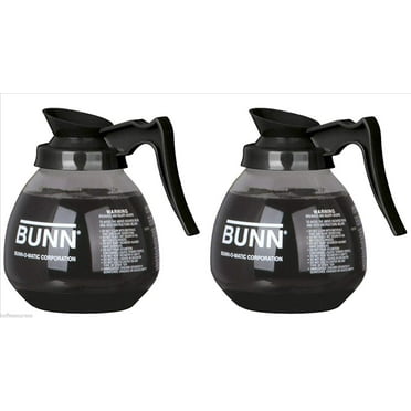 BUNN Glass Coffee Pot Decanter/Carafe, Regular, 12 cup Capacity, Black, Set of 2