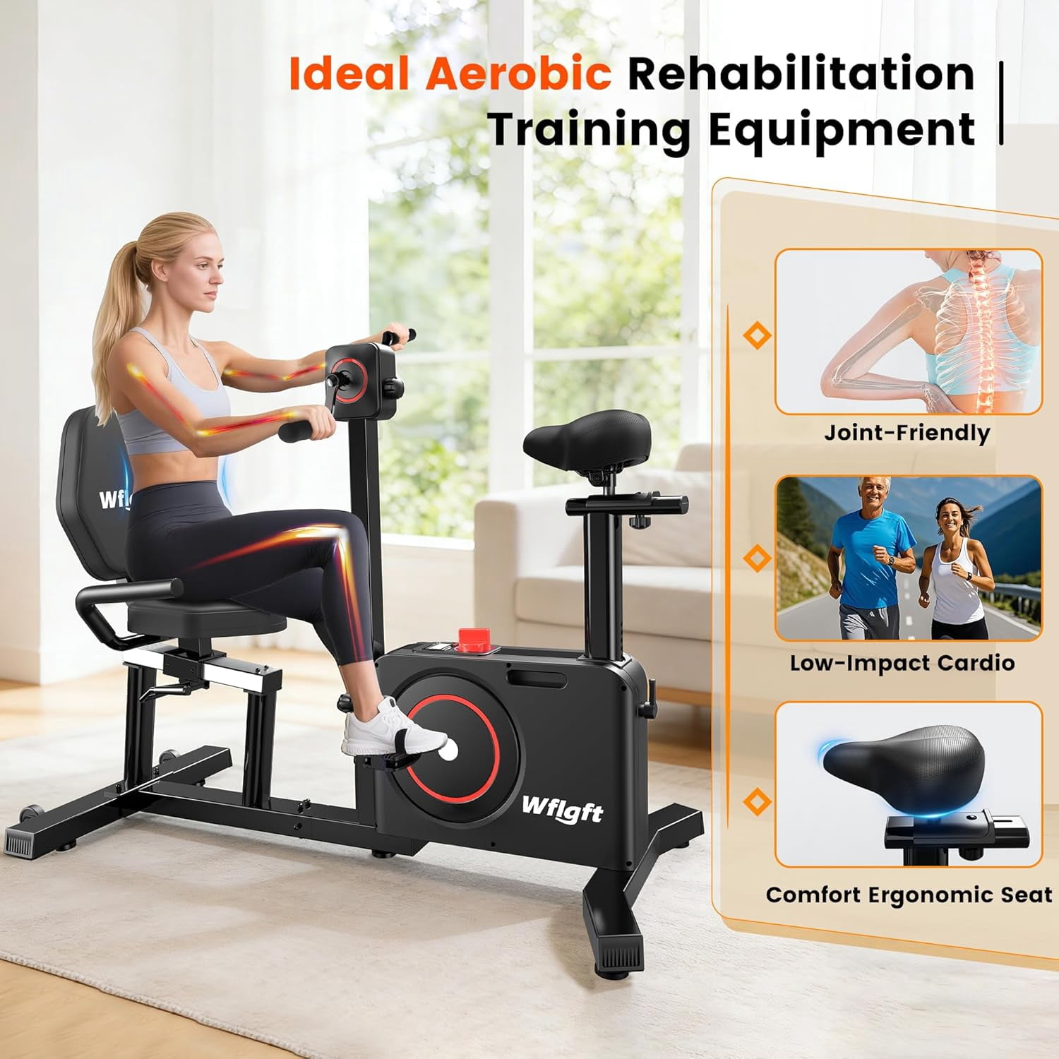 Cycool Unique Dual Mode Recumbent Exercise Bikes with Arm/Leg Exerciser Magnetic Resistance Indoor Cycling Bike For Seniors 400lb