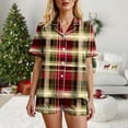 thumbnail image 4 of TTUHYWXI Women Christmas Pajamas Shorts Set Cute Nutcracker Button Down Pj Set Silk Satin 2 Piece Short Sleeve Xmas Jammies (Beige, S), 4 of 7