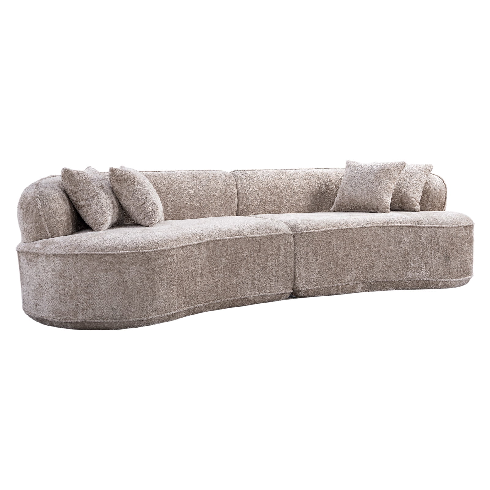 Modern Curved L-Shape Luxury Sectional Oversized Sofa, Comfy Sleeper Couch for Living Room Apartment No Assembly Needed, Vacuum Compressed Sofa in A Box, Camel