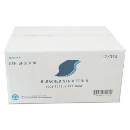 GEN Single-Fold Paper Towels 9 x 9.45 White 334/Pack 12 Packs/Carton SF5000W