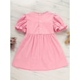 thumbnail image 2 of MORTTIC Toddler Baby Girl Spring Tulip Smocked Dress Short Sleeve Pink Dress with Lovely Tulip Embroidery Princess Dresses, 2 of 8