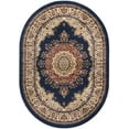 thumbnail image 3 of Transitional Area Rug (6'7'' x 9'6'' Oval) Border Navy, Beige Living Room Easy to Clean, 3 of 5
