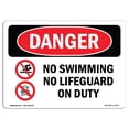 thumbnail image 1 of SignMission OS-DS-A-1218-L-1711 12 x 18 Po Signe de Danger OSHA - Pas de Baignade Pas de Sauveteur en Service, 1 of 1
