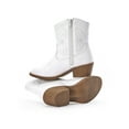 thumbnail image 5 of PatPat Girls White Cowboy Boots Size 6, Mid Calf Platform Horse Riding Shoes Embroidered Pointed Toe Cowboy Boots with Side Zipper, 5 of 7