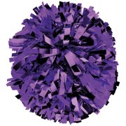 Chassé Metallic Cheerleading Poms - Shiny Metallic Cheer Pom with Baton Handle for Dance Sports Celebrations (Single, Purple)