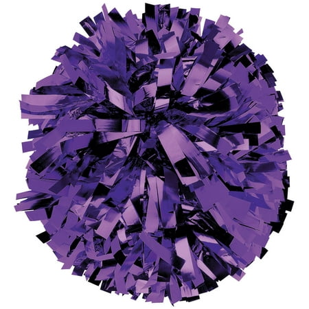 Chassé Metallic Cheerleading Poms - Shiny Metallic Cheer Pom with Baton Handle for Dance Sports Celebrations (Single, Purple)