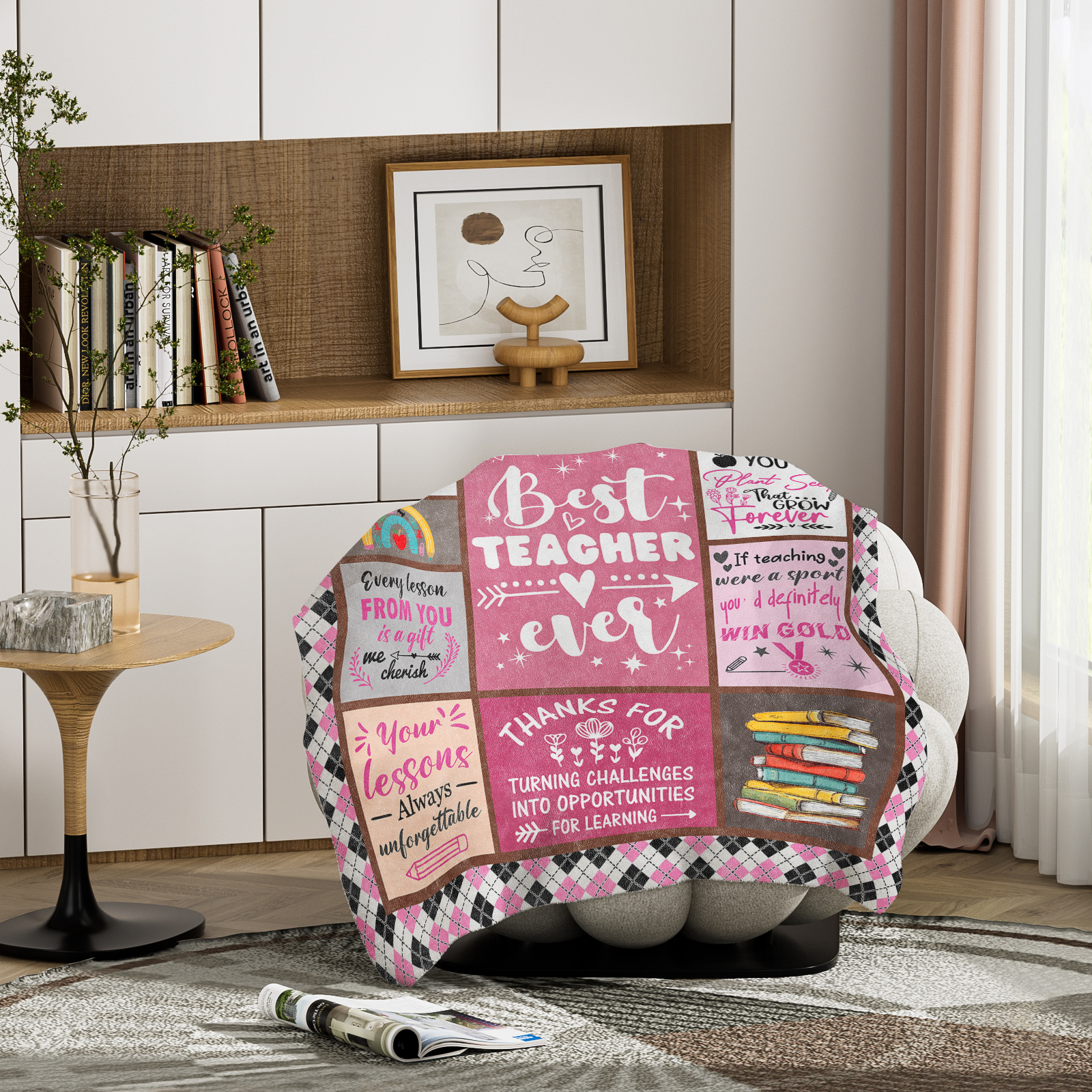 Funnil Teacher Throw Blanket Gifts Teacher Appreciation Gifts for Women Men,Best Teacher Birthday Gifts,Teacher's Day,Graduation Gifts,Thank You Teacher Gifts from Students 50x60" Pink