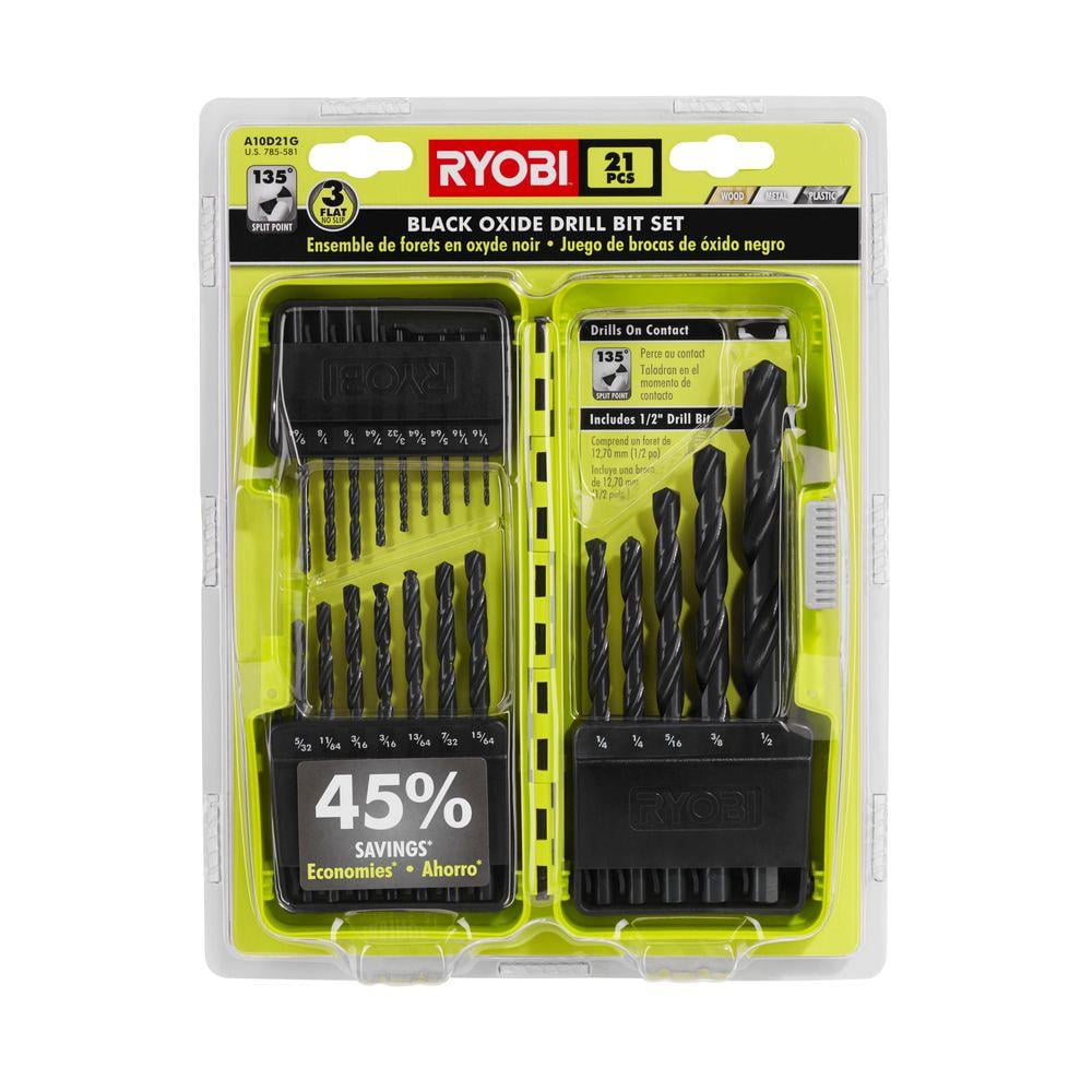 Ryobi Drill Driver Bit Bits Black Oxide HighSpeed Steel Assorted Set