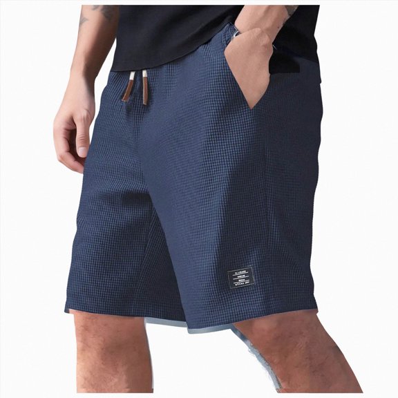 Ymyiu Men's Short Shorts Men Casual Shorts Stretch Golf Shorts with Pockets Flat Front Back Elastic Waistband Moisture Wicking Comfy Size XL(Navy, XL)