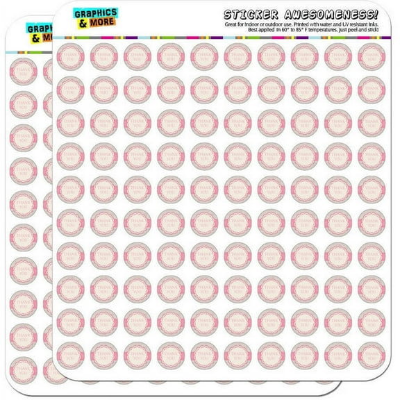 Thank You Flower on Plaid Pink 200 1/2" (0.5") Planner Calendar Scrapbooking Crafting Stickers