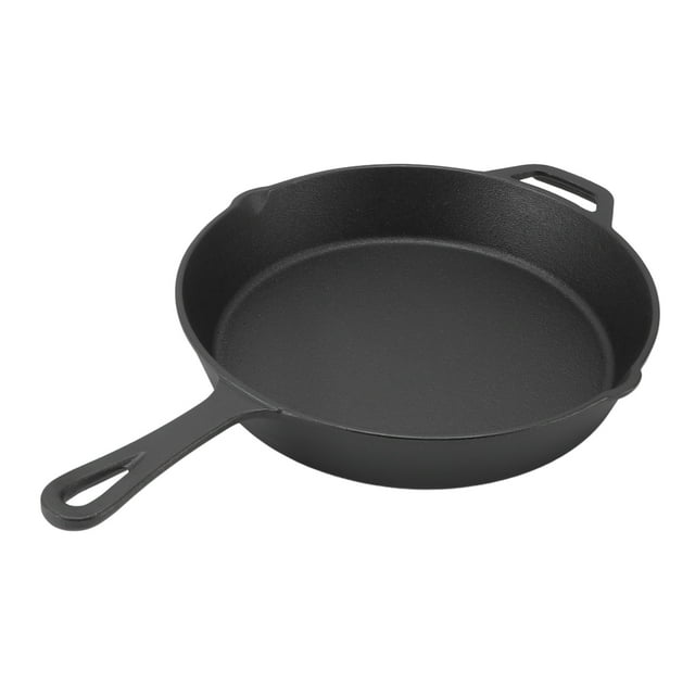 Cast Iron Skillet Frying Pan, Even Heat Distribution, For Indoor Outdoor Camping Cooking Grilling With No Coating
