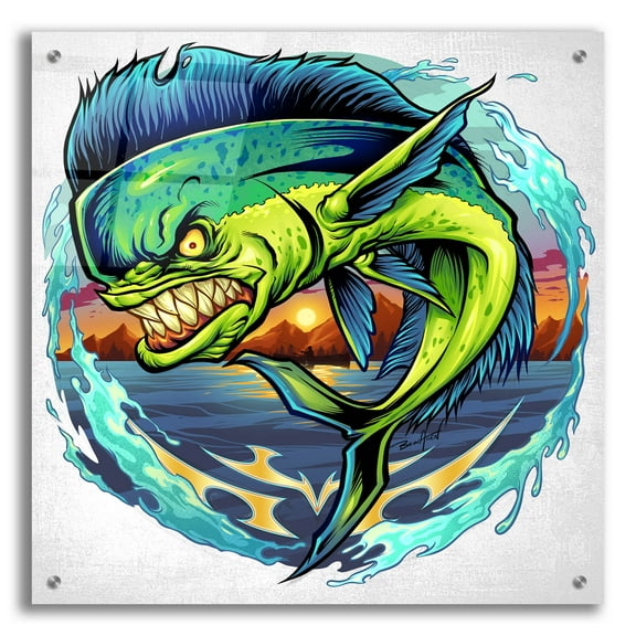 Epic Art 'Angry Mahi-Mahi' by Flyland Designs, Acrylic Glass Wall Art, 24"x24"