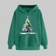 thumbnail image 2 of Women's Christmas Tree Print Hoodie Long Sleeve Crewneck Oversized Fall Sweatshirt Holiday 2025 Trendy Top, 2 of 5