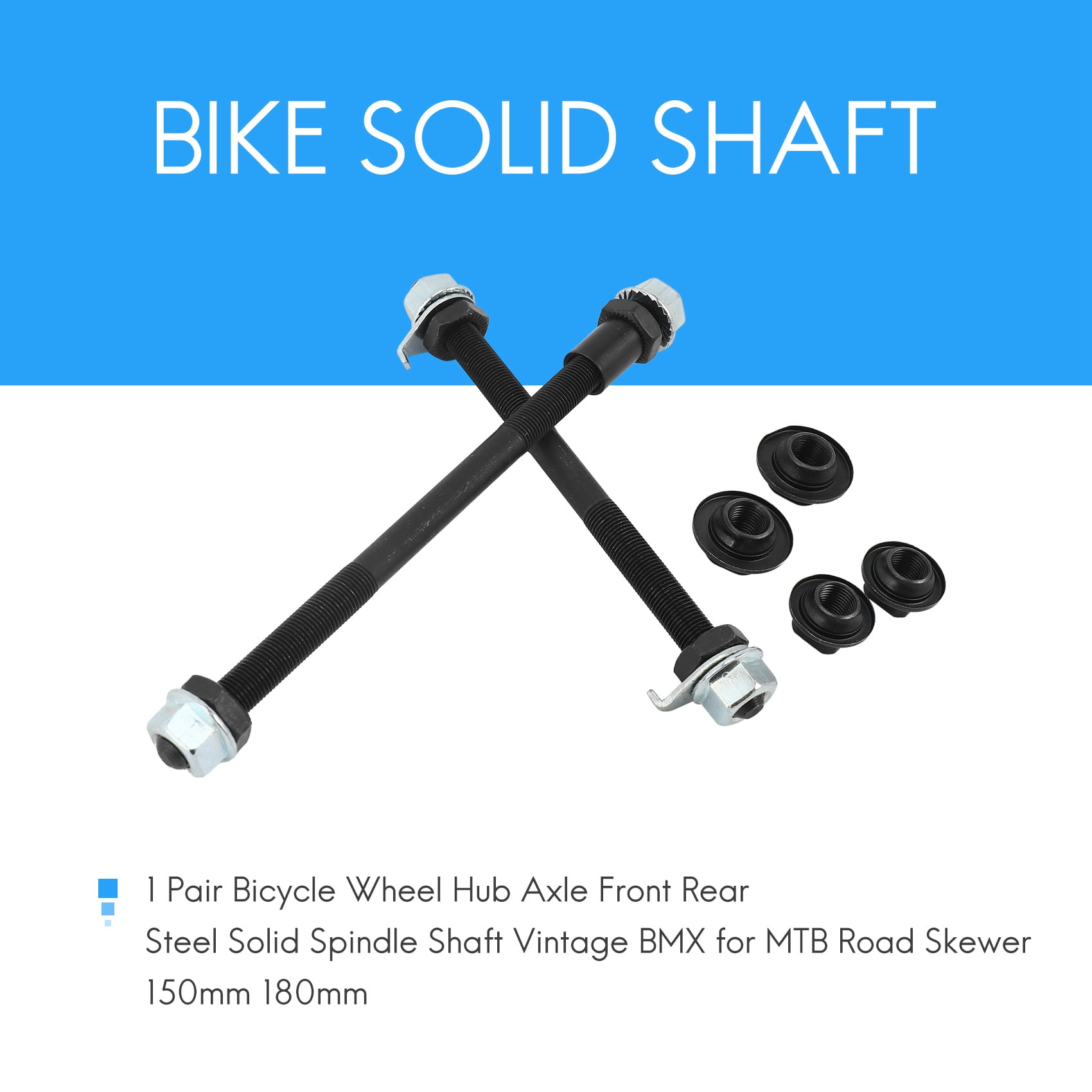 1 Pair Bicycle Wheel Hub Axle Front Rear Steel Solid Spindle Shaft Vintage BMX for Road Skewer 150mm 180mm Walmart