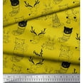 thumbnail image 2 of Soimoi Yellow Poly Georgette Fabric Unicorn & Bunny Cartoon Fabric Prints By Yard 52 Inch Wide, 2 of 3