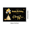 thumbnail image 1 of Pixel Style Happy Birthday Banner with Party Hat Cake Design Background Party Supplies Birthday Decoration Photography Props for 75th Birthday Party Celebrations, 1 of 4