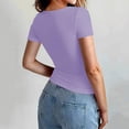 thumbnail image 4 of YUGYXL Womens Basic T Shirts Stretchy Soft Slim Fit Short Sleeve Y2k Cute Summer Crop Workout Tops Purple Top L, 4 of 6