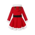 thumbnail image 2 of Zaldita Kids Girls Christmas Santa Costume Miss Claus Dress Long Sleeve A-Line Xmas Dress with Belt Red 120, 2 of 5