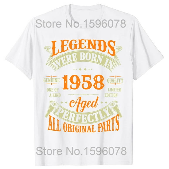Birthday Vintage Legends Born in 1958 Old T Shirts Graphic Cotton Streetwear Short Sleeve Summer T-shirt Men