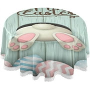 SKYSONIC Easter Round Tablecloth 60In,Easter Cute Bunny Round Table Cloth Water Resistant Spill Proof Large Table Cover for Family Gathering Dinner, Hotel, BBQ