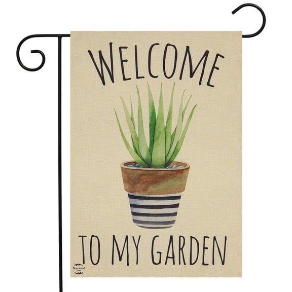 Briarwood Lane Striped Garden Pot Spring Burlap Garden Flag