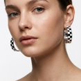 thumbnail image 7 of YEUOYEA Silver Plated Checkered Hoop Earrings for Women, Black White Enamel Wide Hoops, 40mm, 7 of 7