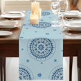 thumbnail image 3 of Table Runners 120 Inches Long Dress Scarves, Blue Floral Farmhouse Coffee/Dining/Kitchen Table Runner for Living Room, Farmhouse Abstract Country Flowers Art 13x120 Inch, 3 of 9