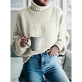 thumbnail image 2 of Langwyqu Autumn Winter Women Fashion Turtle Neck Cable Sweater Chunky Knit Jumper Pullover, 2 of 4