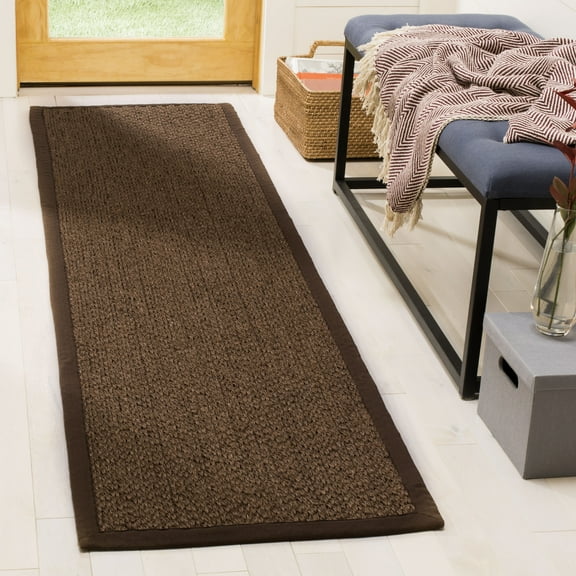 SAFAVIEH Natural Fiber Charlene Braided Jute Runner Rug, Chocolate, 2' x 8'