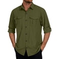 thumbnail image 2 of Men's Quick Dry Long Sleeve Shirt UPF 50+ Sun Protection Lightweight Breathable Fishing Hiking Casual Daily Camping Outdoor Travel Athletic Top with Pockets | TOPLIU,Army Green L, 2 of 8