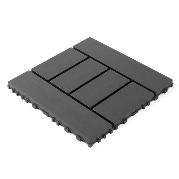 DECMAY 44-Pack Plastic Interlocking Decking Tiles – 12"x12" Dark Grey Waterproof PP Tiles, All-Weather for Backyard/Pool/Garden/Outdoor & Indoor Use