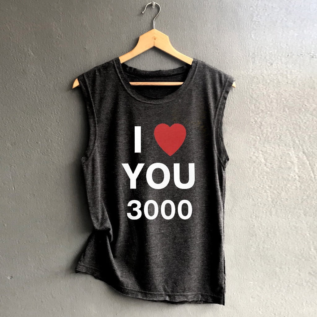 Women Tank Top I Love You 3000 Print T-Shirt Sleeveless Loose Couple Tops Blouse Casual Summer T Shirt